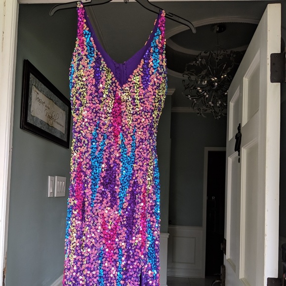 Iridescent Purple Prom Dres - Picture 5 of 8